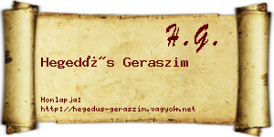 Hegedűs Geraszim névjegykártya